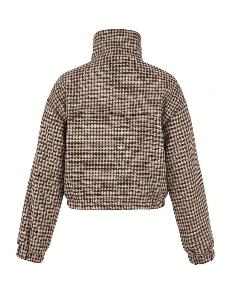 Veste Maëlys – Courte à Motif Pied-de-Poule