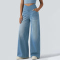 Jean Élodie – Taille Haute Croisée & Coupe Large – Bleu