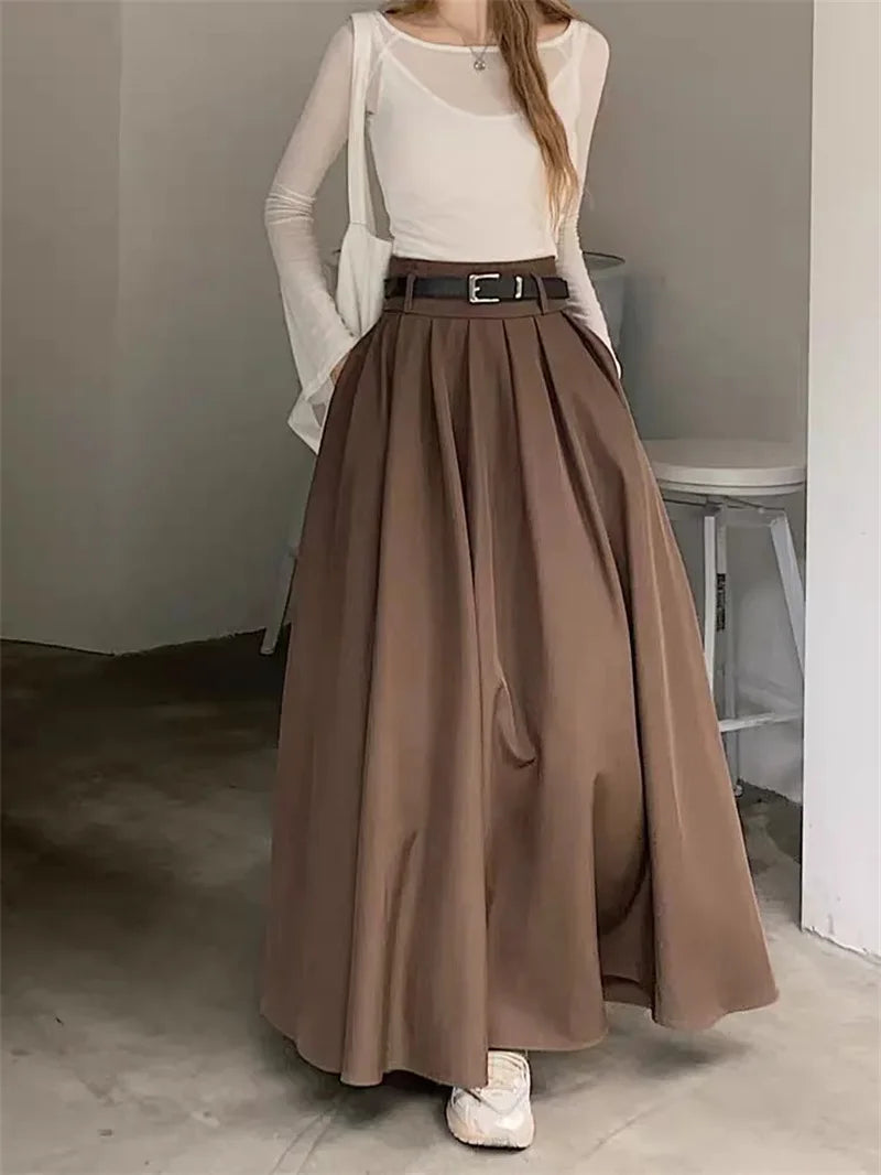 Jupe Longue Plissée Solène – Taille Haute