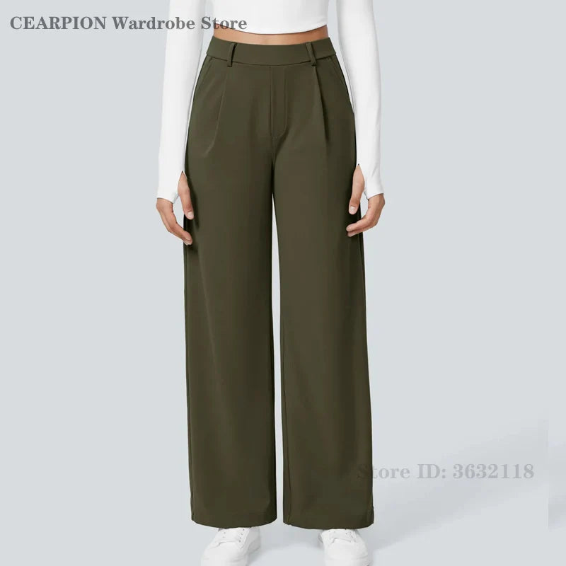 Pantalon Droit Élégance – Taille Haute – Vert