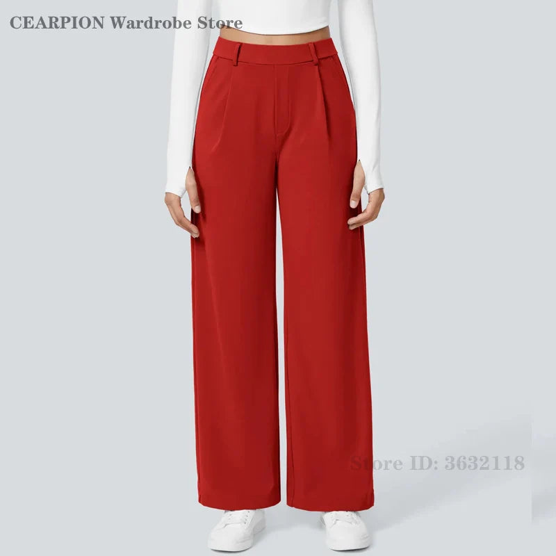 Pantalon Droit Élégance – Taille Haute – Rouge