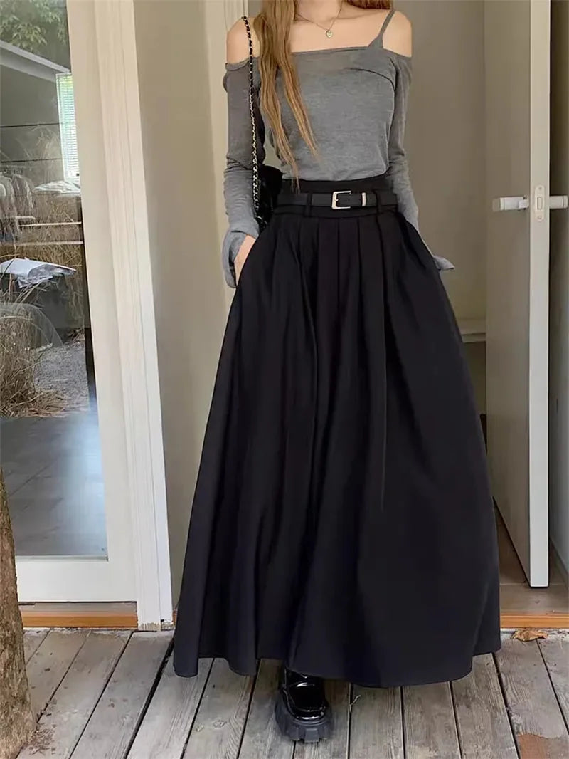 Jupe Longue Plissée Solène – Taille Haute