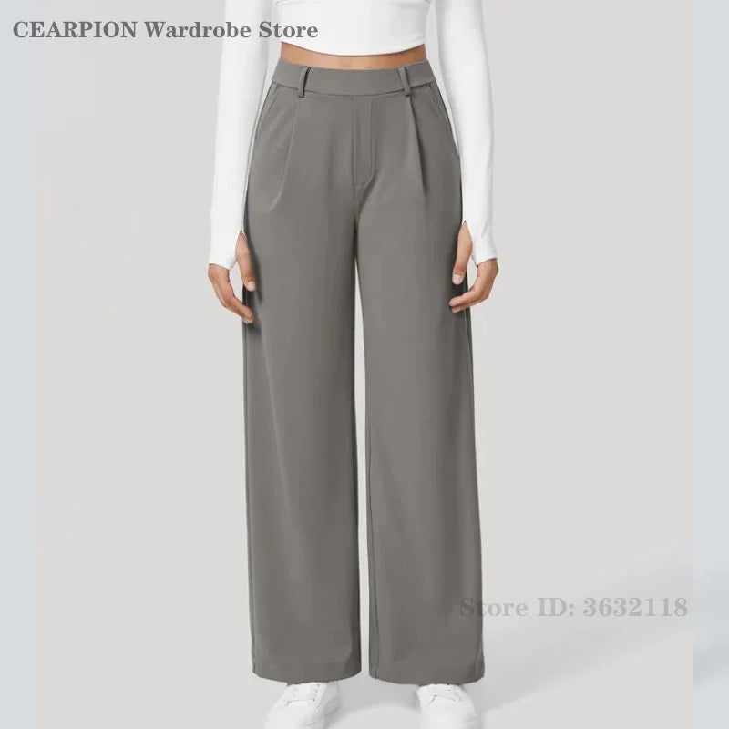 Pantalon Droit Élégance – Taille Haute – Gris