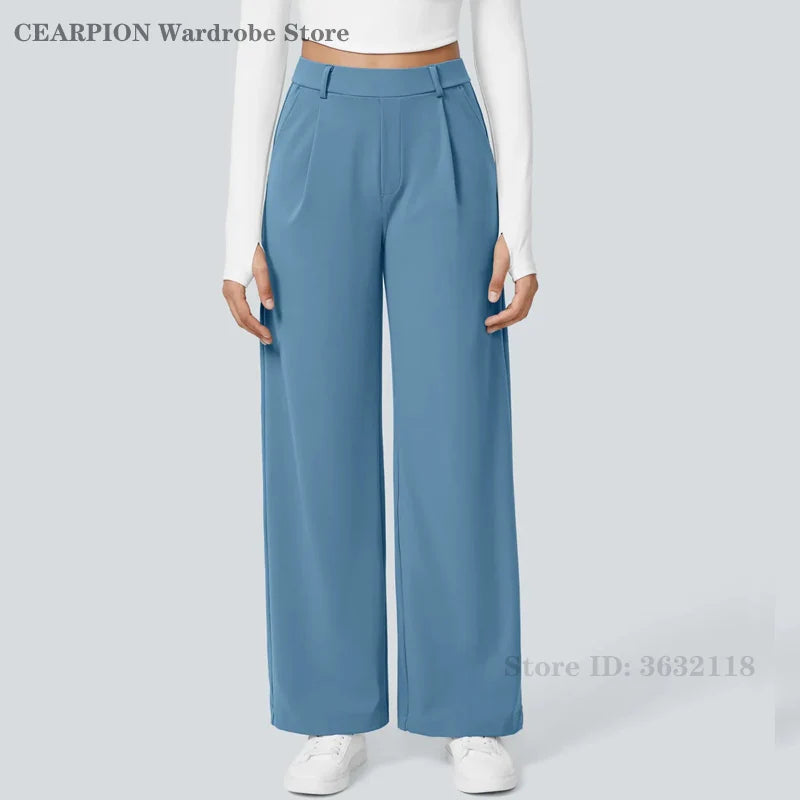 Pantalon Droit Élégance – Taille Haute – Bleu clair