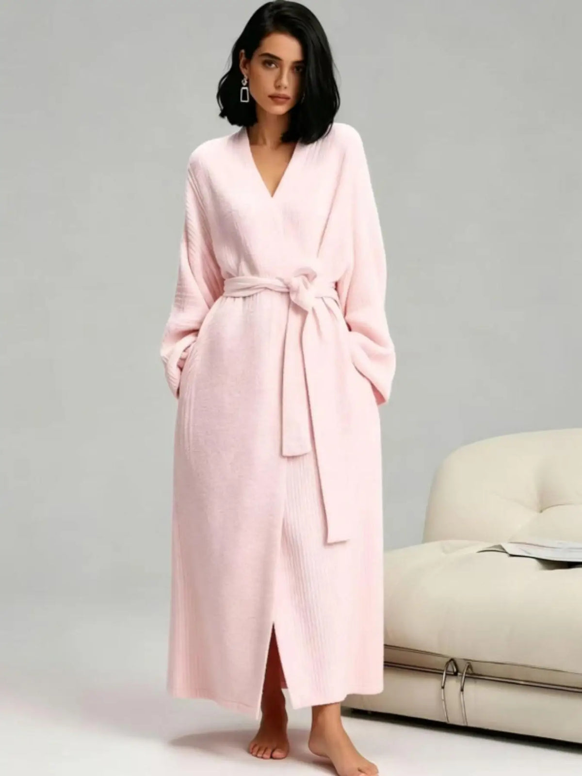 Peignoir Long Camille – Douceur Polaire – Rose