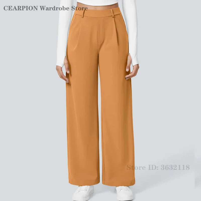 Pantalon Droit Élégance – Taille Haute – Orange