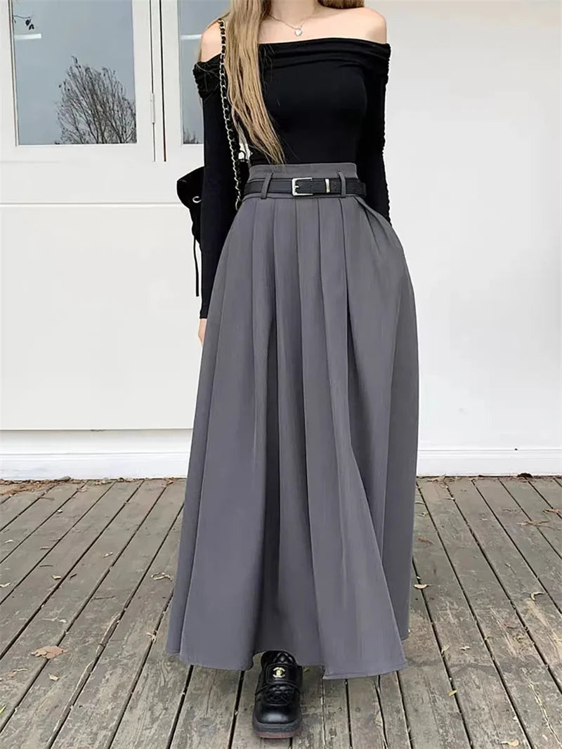 Jupe Longue Plissée Solène – Taille Haute